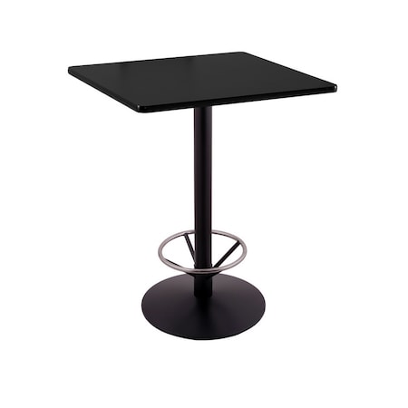 Holland Bar Stool Co 42" 214 Black Table 30" x 30" Square Top, Foot Ring 214-2242BW30SQFTRG